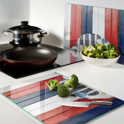 Glass cutting board Anchor against the background of stripes