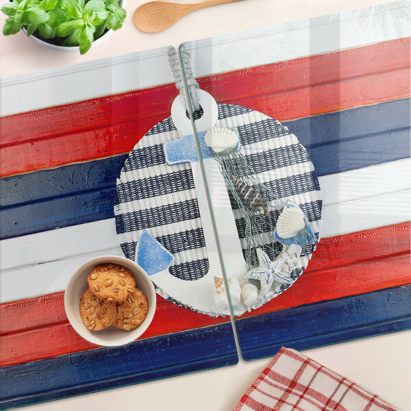 Glass cutting board Anchor against the background of stripes