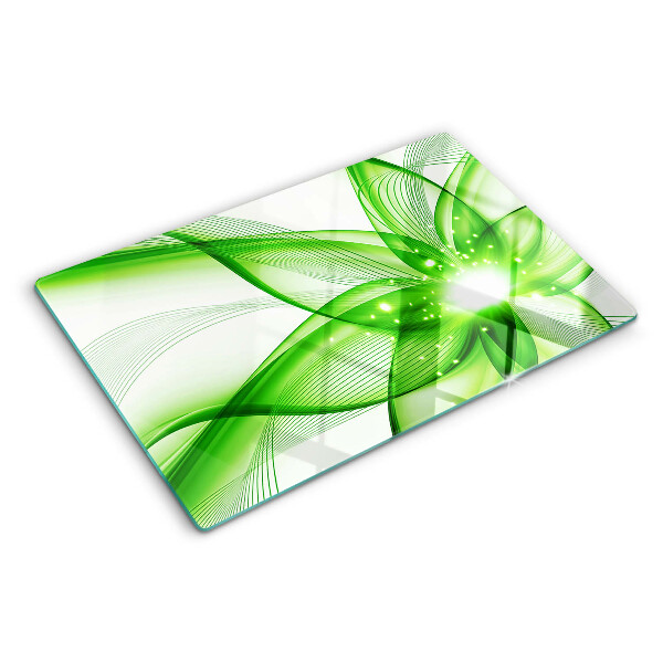 Chopping board glass Green abstract waves