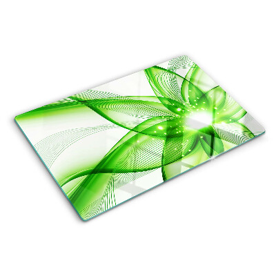 Chopping board glass Green abstract waves