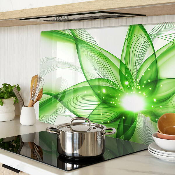 Chopping board glass Green abstract waves