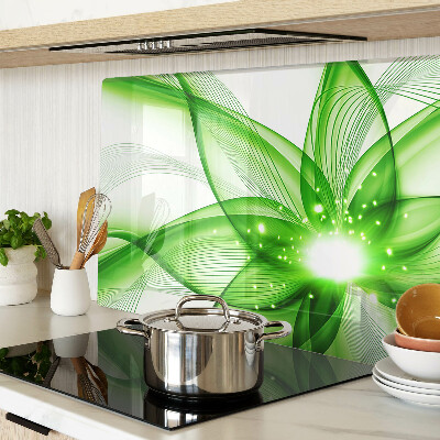 Chopping board glass Green abstract waves