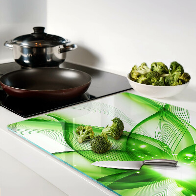 Chopping board glass Green abstract waves