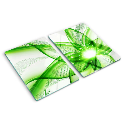 Chopping board glass Green abstract waves