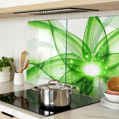 Chopping board glass Green abstract waves