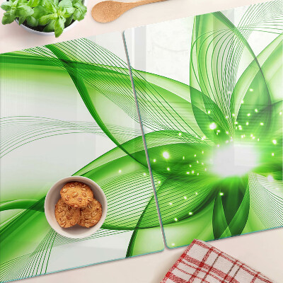 Chopping board glass Green abstract waves