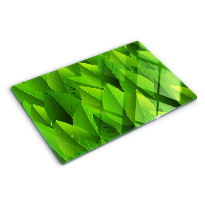 Glass chopping board Leaves in shades of green