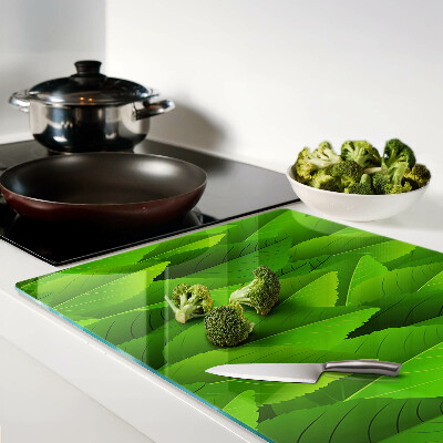 Glass chopping board Leaves in shades of green