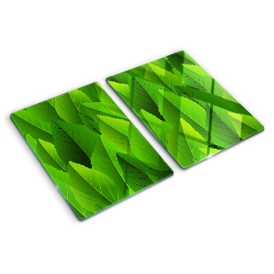 Glass chopping board Leaves in shades of green