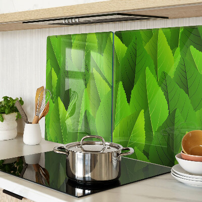 Glass chopping board Leaves in shades of green