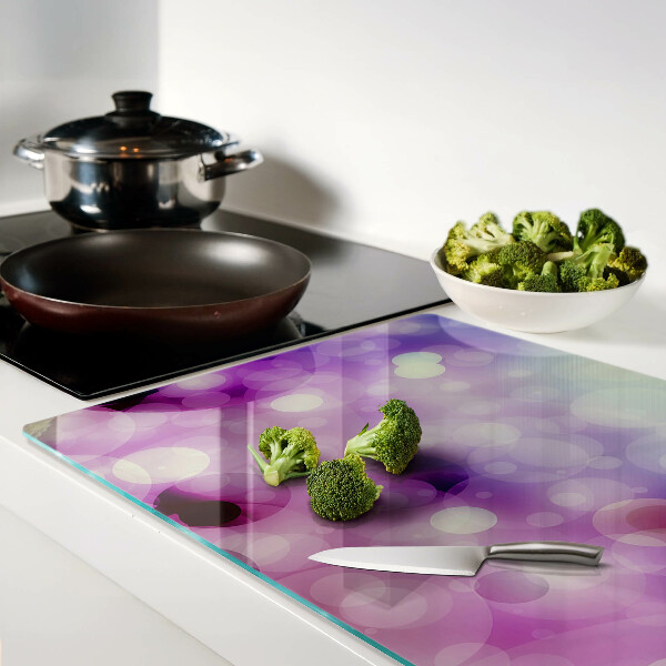 Glass cutting board Bokeh in shades of purple and pink