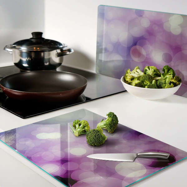Glass cutting board Bokeh in shades of purple and pink