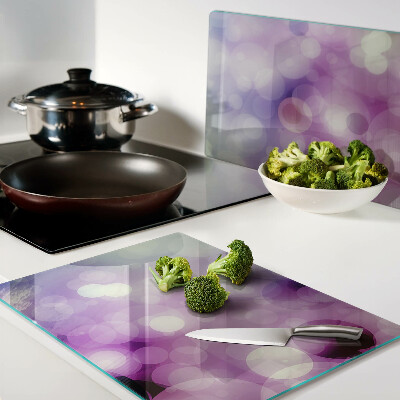 Glass cutting board Bokeh in shades of purple and pink