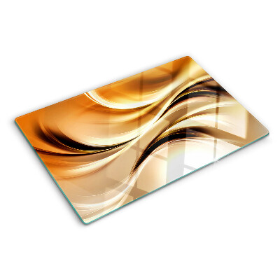 Chopping board glass Abstract waves in shades of gold