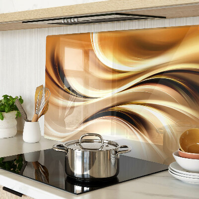 Chopping board glass Abstract waves in shades of gold