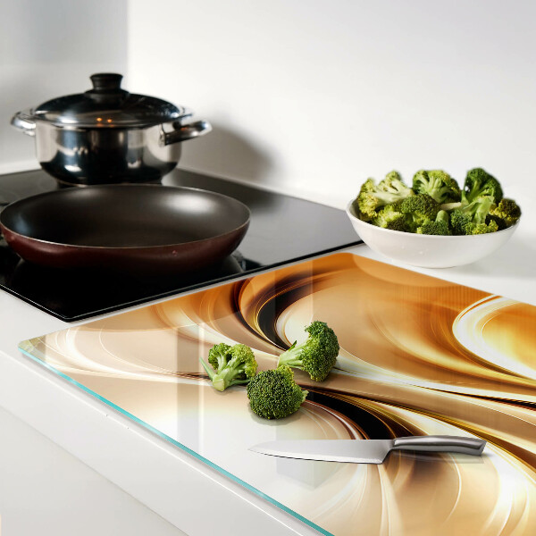 Chopping board glass Abstract waves in shades of gold