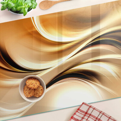 Chopping board glass Abstract waves in shades of gold