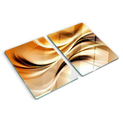 Chopping board glass Abstract waves in shades of gold