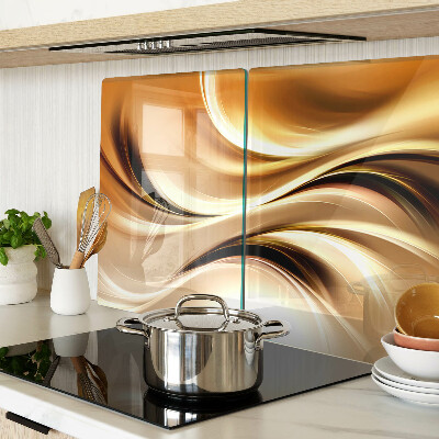 Chopping board glass Abstract waves in shades of gold
