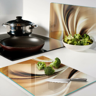 Chopping board glass Abstract waves in shades of gold
