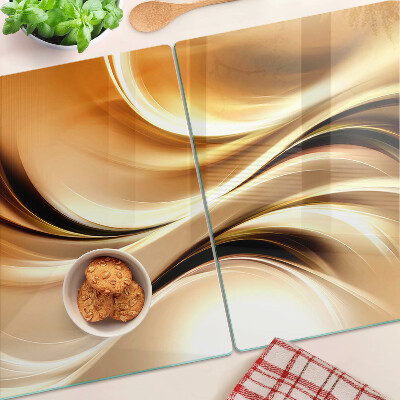 Chopping board glass Abstract waves in shades of gold