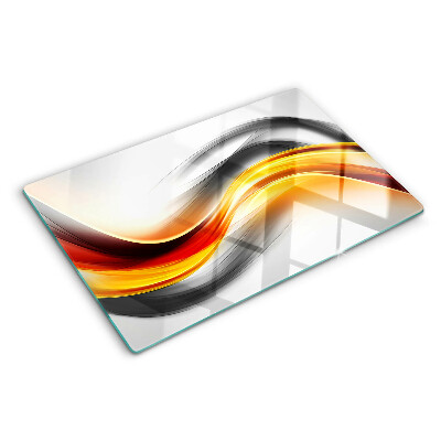 Chopping board glass Waves in orange and black