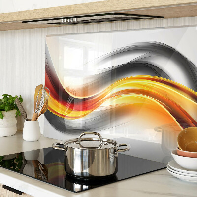 Chopping board glass Waves in orange and black