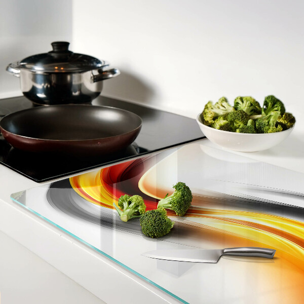 Chopping board glass Waves in orange and black