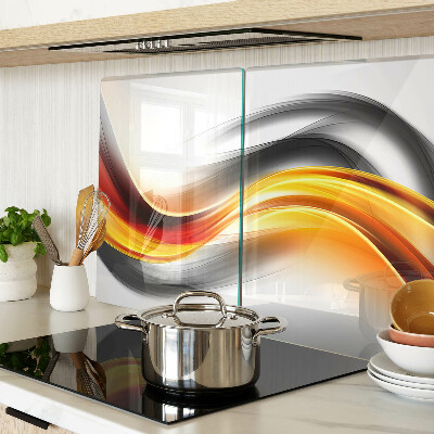 Chopping board glass Waves in orange and black