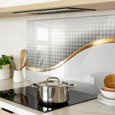 Glass chopping board A golden wave on a background of dots