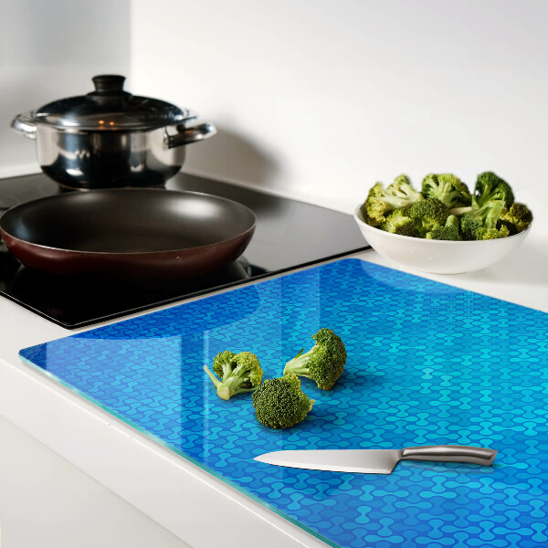 Glass cutting board A wavy pattern in shades of blue