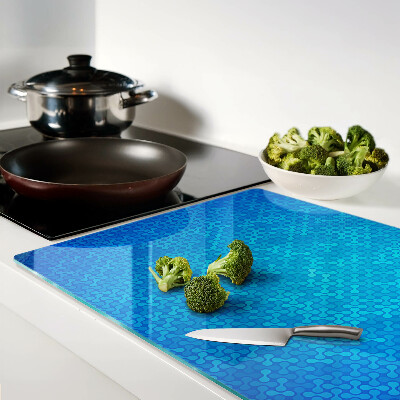 Glass cutting board A wavy pattern in shades of blue