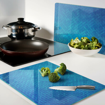 Glass cutting board A wavy pattern in shades of blue
