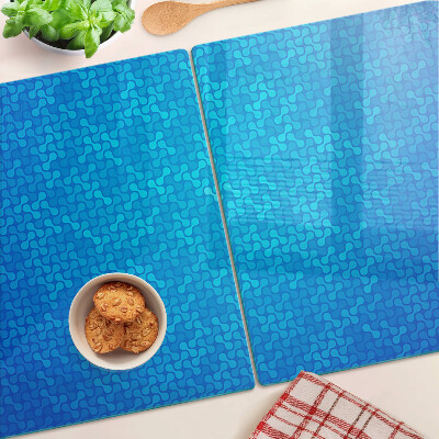 Glass cutting board A wavy pattern in shades of blue