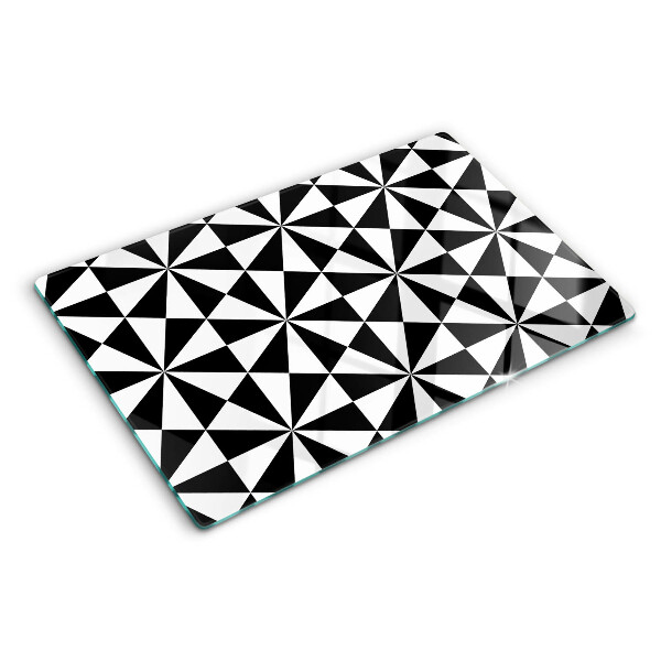 Glass kitchen board Geometric triangles in black and white