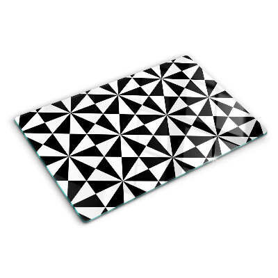Glass kitchen board Geometric triangles in black and white