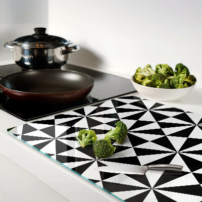 Glass kitchen board Geometric triangles in black and white
