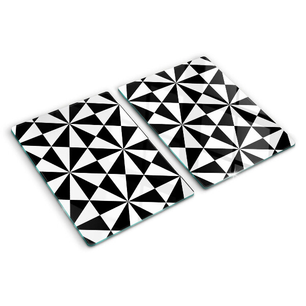 Glass kitchen board Geometric triangles in black and white