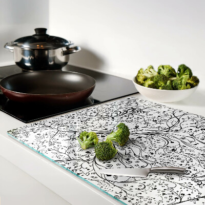 Chopping board glass A plant pattern with delicate branches