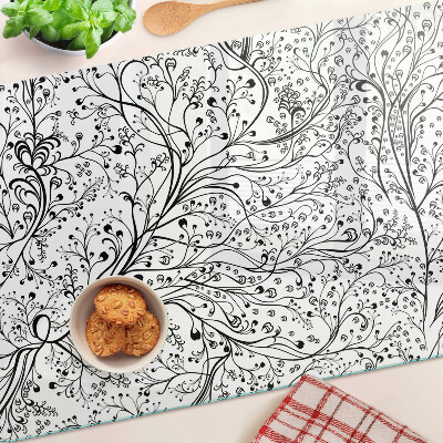 Chopping board glass A plant pattern with delicate branches