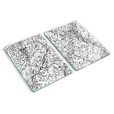 Chopping board glass A plant pattern with delicate branches