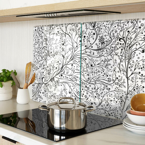 Chopping board glass A plant pattern with delicate branches