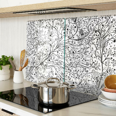 Chopping board glass A plant pattern with delicate branches