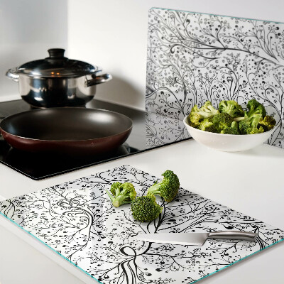 Chopping board glass A plant pattern with delicate branches