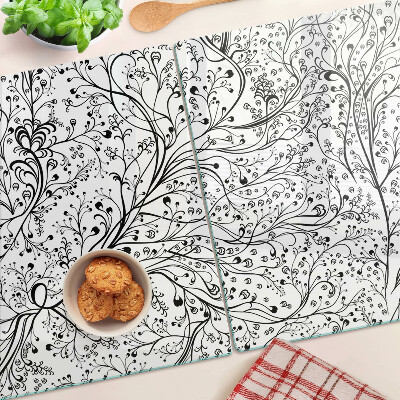Chopping board glass A plant pattern with delicate branches