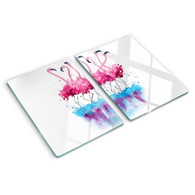 Glass chopping board Flamingos in watercolor style