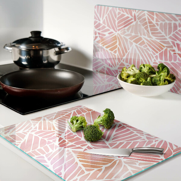 Glass cutting board Leaves in pastel shades