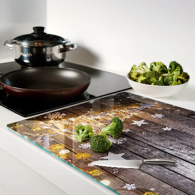 Chopping board glass Christmas tree with decorations