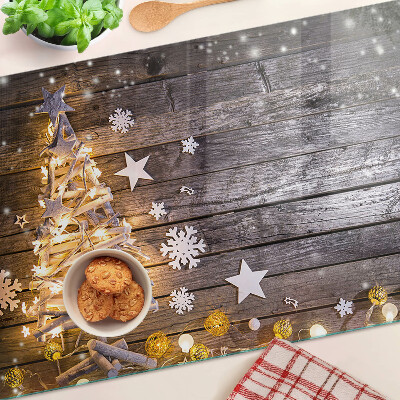 Chopping board glass Christmas tree with decorations