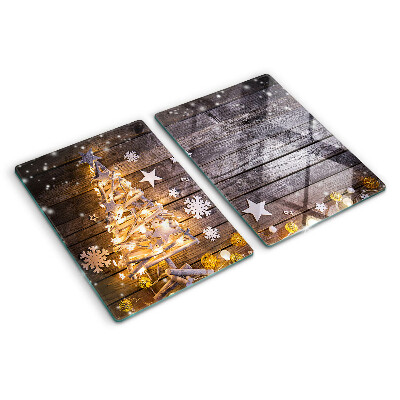 Chopping board glass Christmas tree with decorations